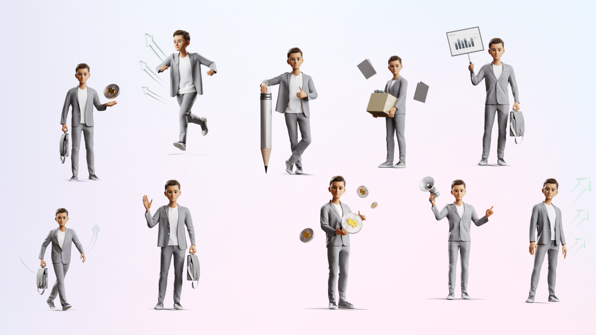 Business Illustrations Pack 3D Illustration for landing page