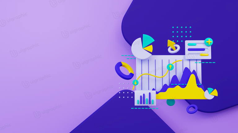 Marketing - Data Analysis 3D Illustration for landing page