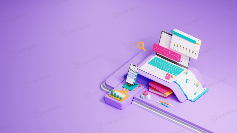 Sales - Marketing Analysis 3D Illustration for landing page