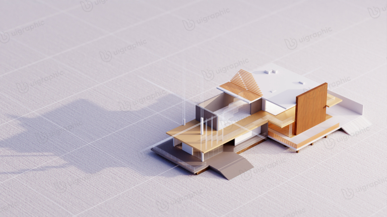 Architecture 3D Illustration for landing page