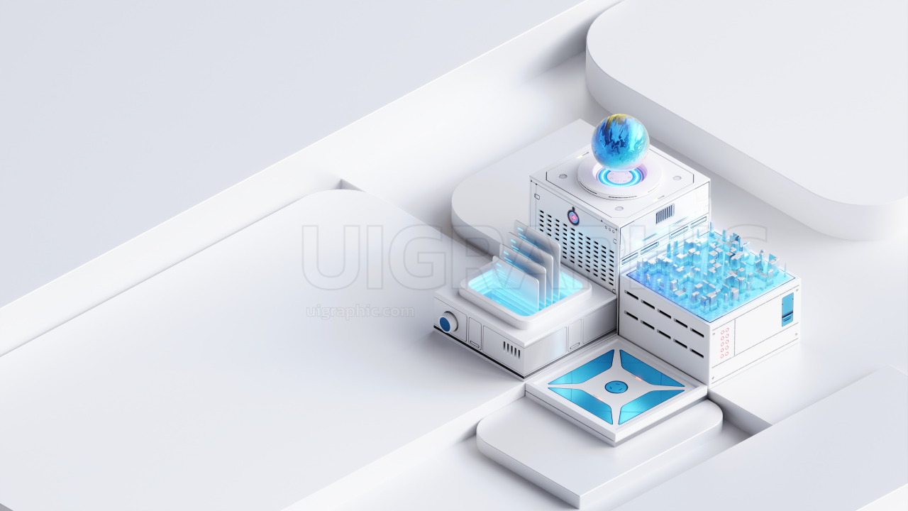 High-tech Data Processing 3D Illustration for landing page