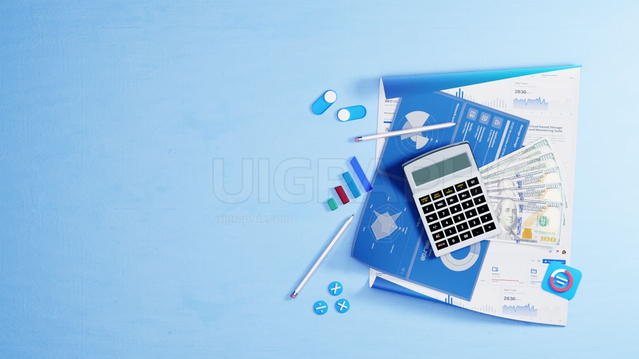 Finance or Business 3D Illustration for landing page