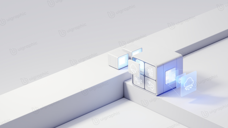 AI & Cloud 3D Illustration for landing page