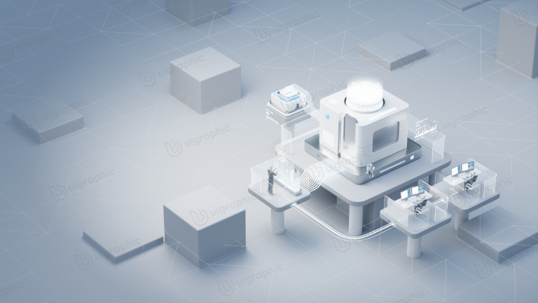 AI & Cloud Technology 3D Illustration for landing page