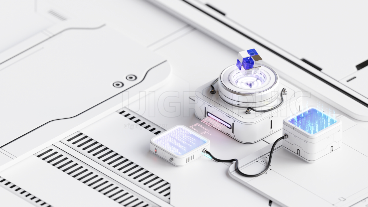 Cloud Networking Or Data Center 3D Illustration for landing page