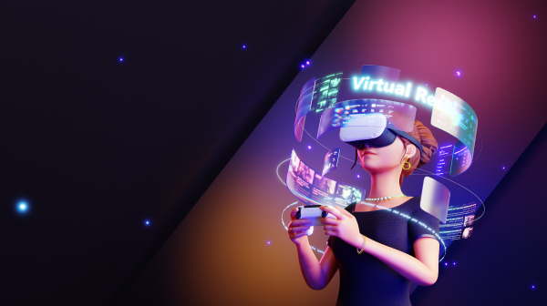 Virtual reality 3D illustration for website's hero section